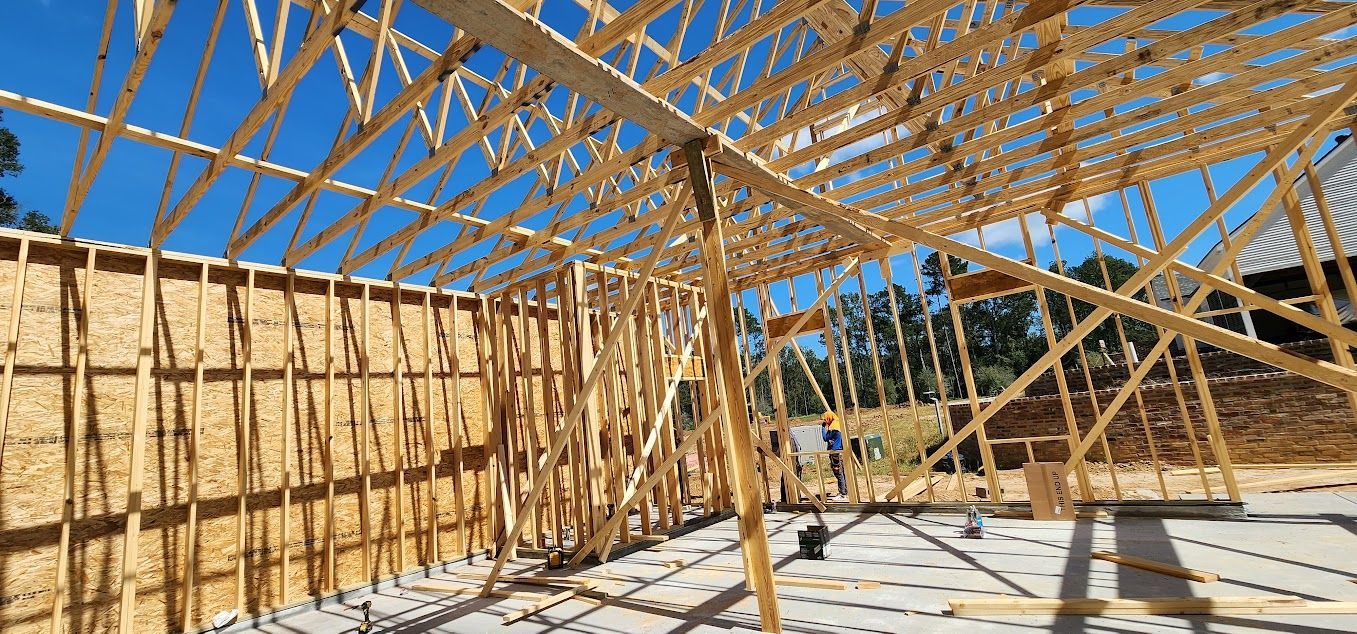 New-construction garage framing and electrical work from a Cox Electric project.